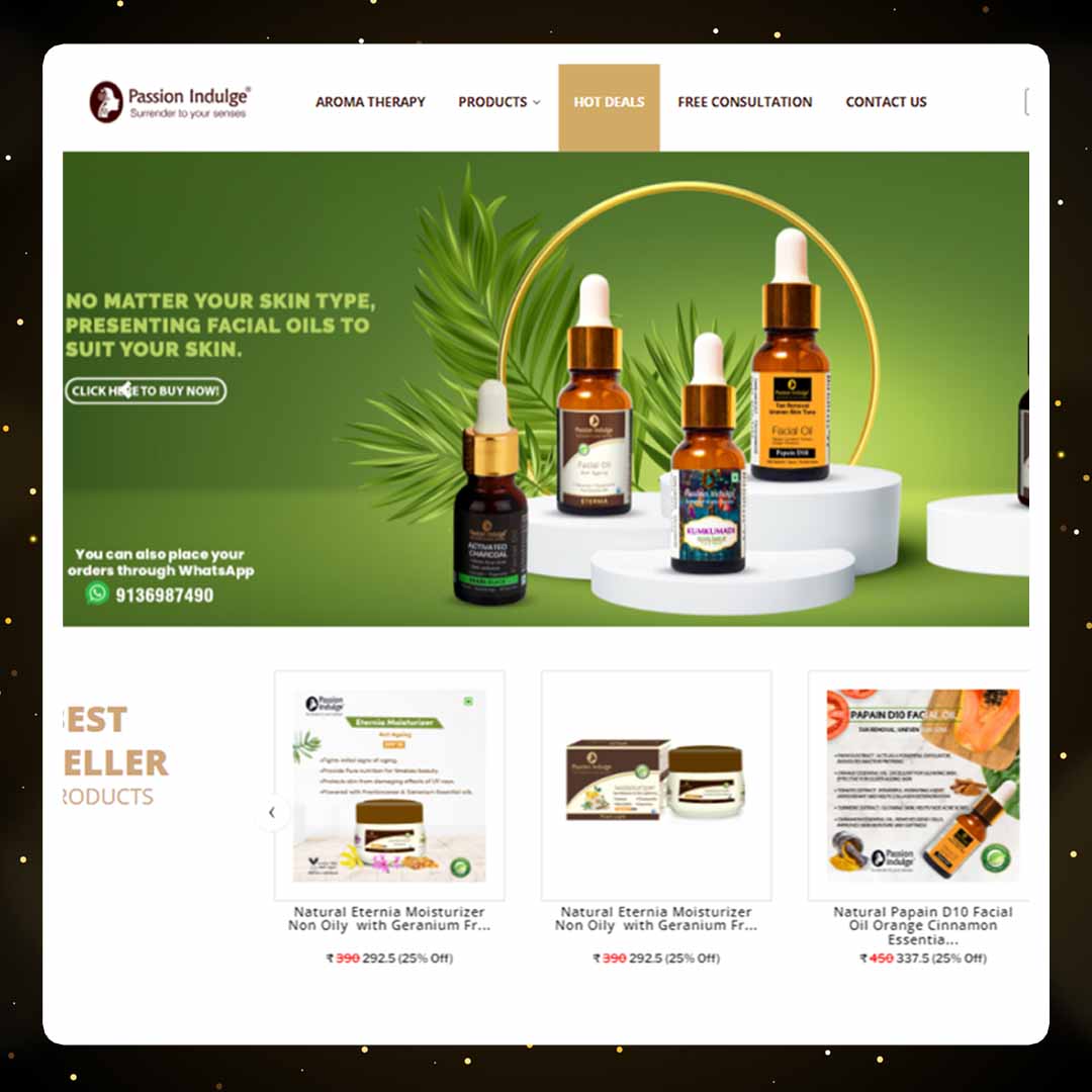 Passion Indulge Beauty eCommerce Website